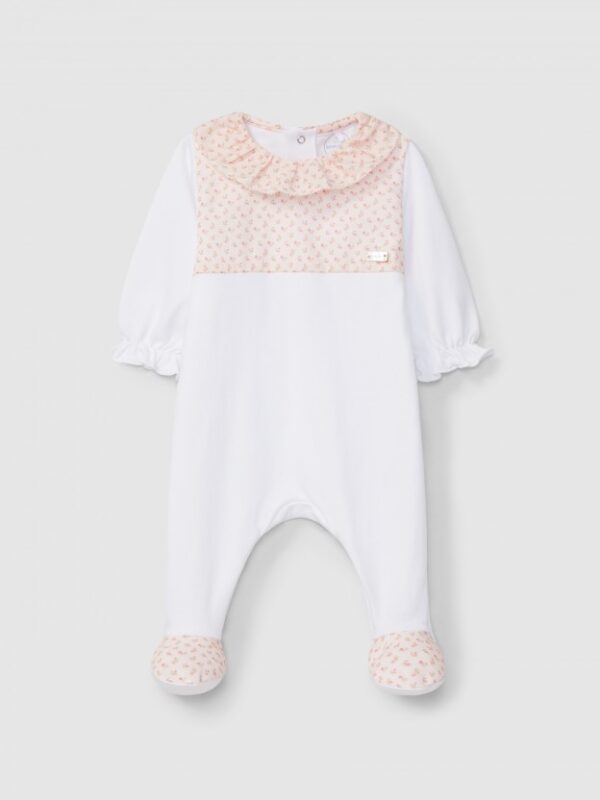 Babygrow gola de folho e flores delicadas