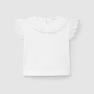 T-shirt gola de folho bordado inglês
