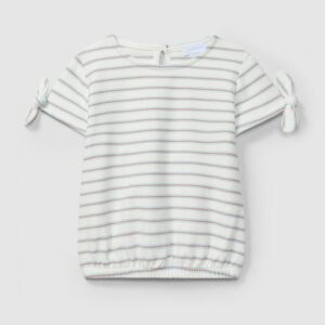 T-shirt em felpa de riscas multicolor