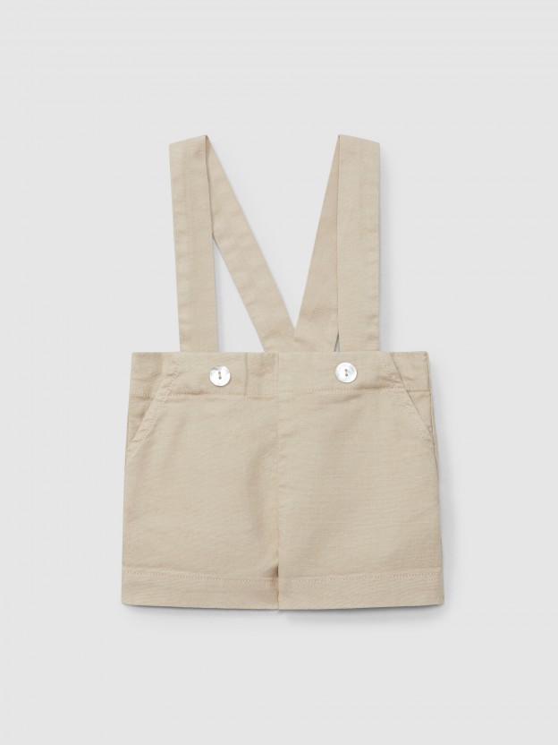 Calções de alças em tecido canvas