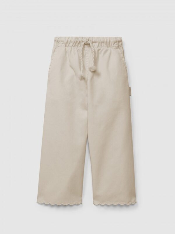 Calças de sarja wide leg lisas