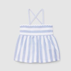 Top em tecido oxford de riscas