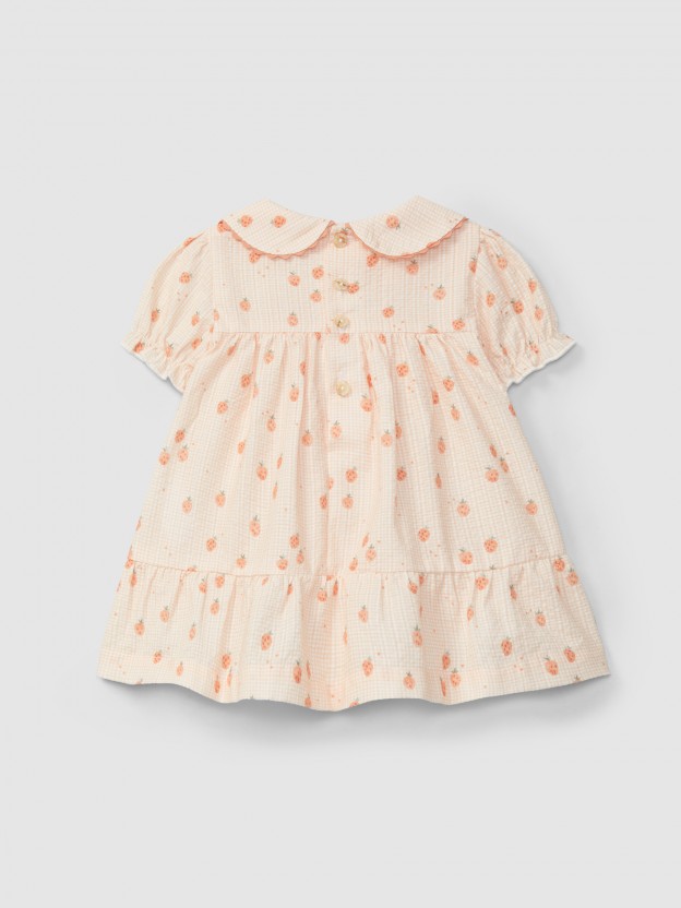 Vestido seersucker micro-xadrez e morangos - Image 2