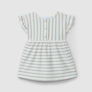Vestido em felpa de riscas multicolor