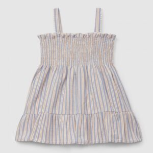 Vestido de alças riscas multicolor