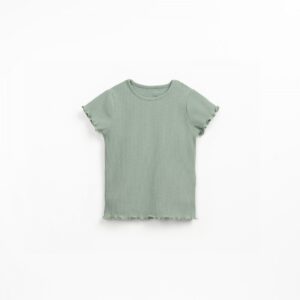 T-shirt de malha canelada em algodão orgânico