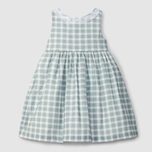 Vestido xadrez com detalhes de renda