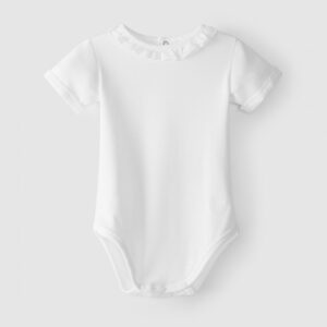 Body manga curta gola de folho