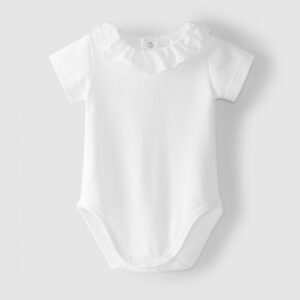 Body gola de folho em bordado inglês