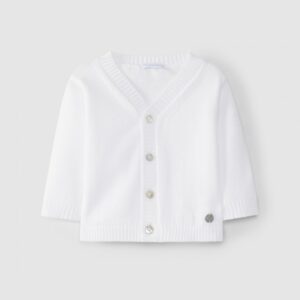 Casaco decote em bico tricotado