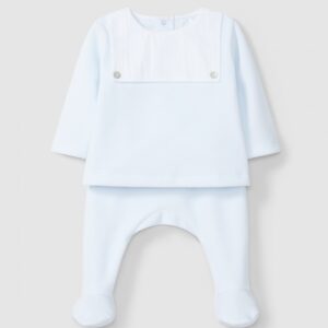 Fato de duas peças tecido efeito bordado