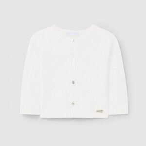 Casaco tricotado decote redondo com caxemira