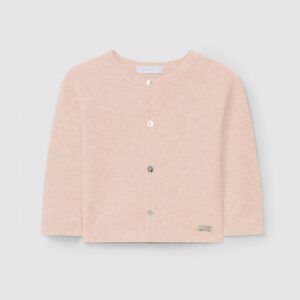 Casaco tricotado decote redondo com caxemira