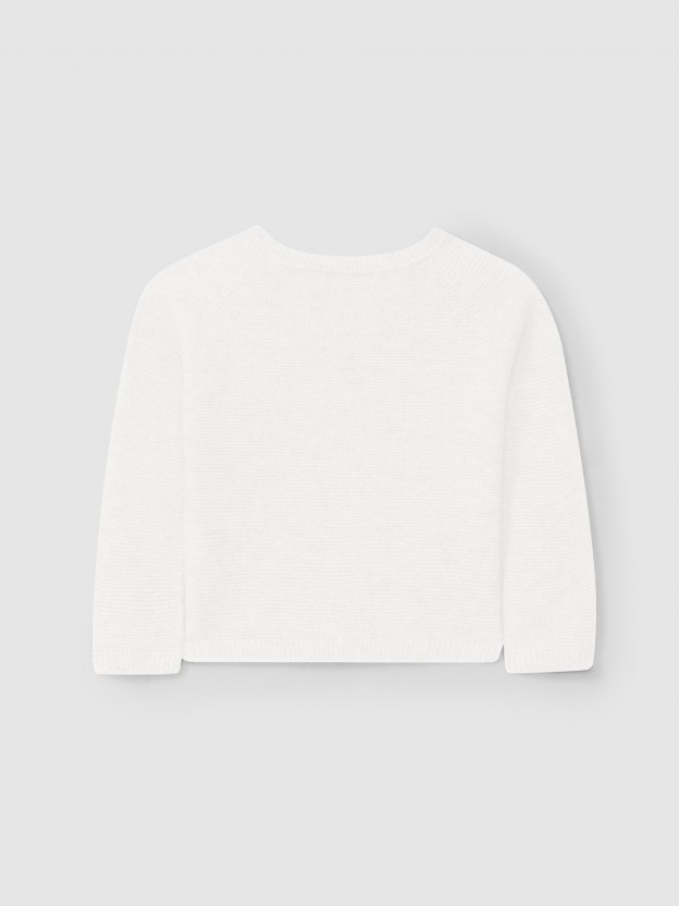 Casaco tricotado decote redondo com caxemira - Image 2