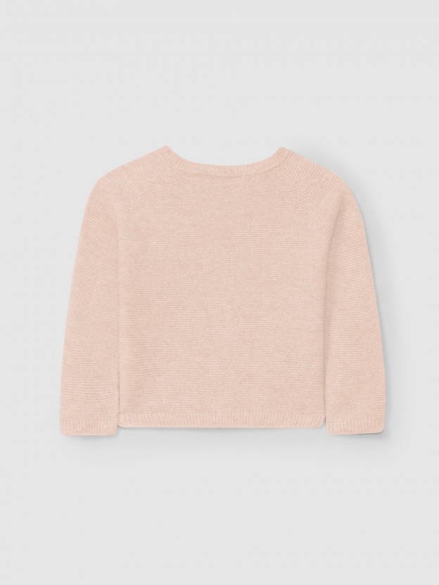 Casaco tricotado decote redondo com caxemira - Image 2