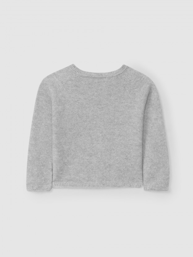 Casaco tricotado decote redondo com caxemira - Image 2