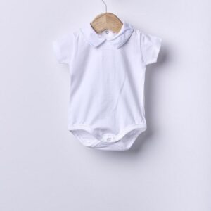 Body de manga curta com gola em bico