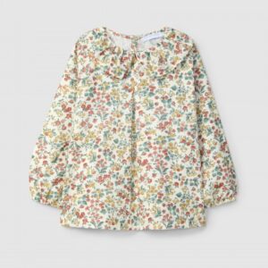 Blusa estampado floral e gola de folho