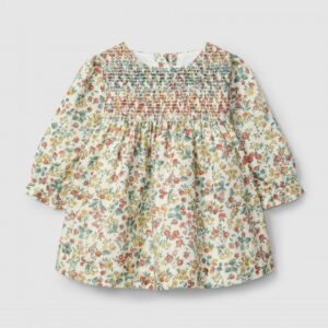 Vestido flores com smocks