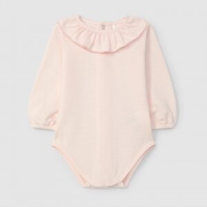 Body em piqué com gola de folho