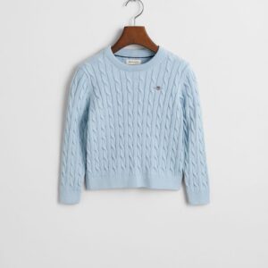 Camisola com decote redondo em malha entrançada de algodão