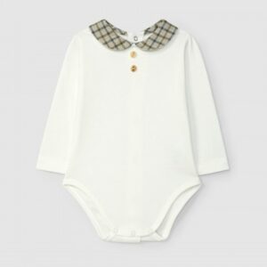 Body com gola redonda em tecido xadrez