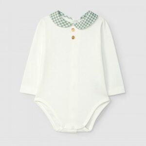 Body com gola redonda em tecido xadrez