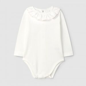 Body gola de folho com bordado ondulado