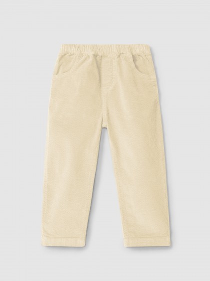 Calças pull-up em bombazine com quatro bolsos