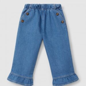 Calças de ganga com detalhe de folho