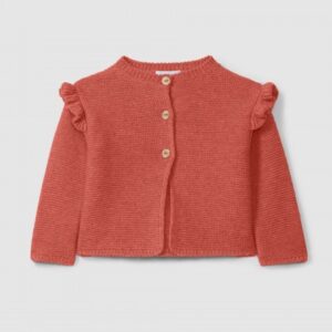 Casaco tricotado com detalhe de folho