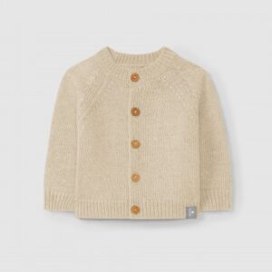 Casaco tricotado com decote redondo