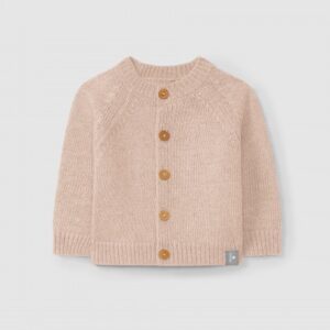 Casaco tricotado com decote redondo