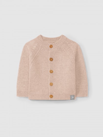 Casaco tricotado com decote redondo