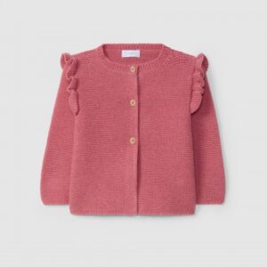 Casaco tricotado com detalhe de folho