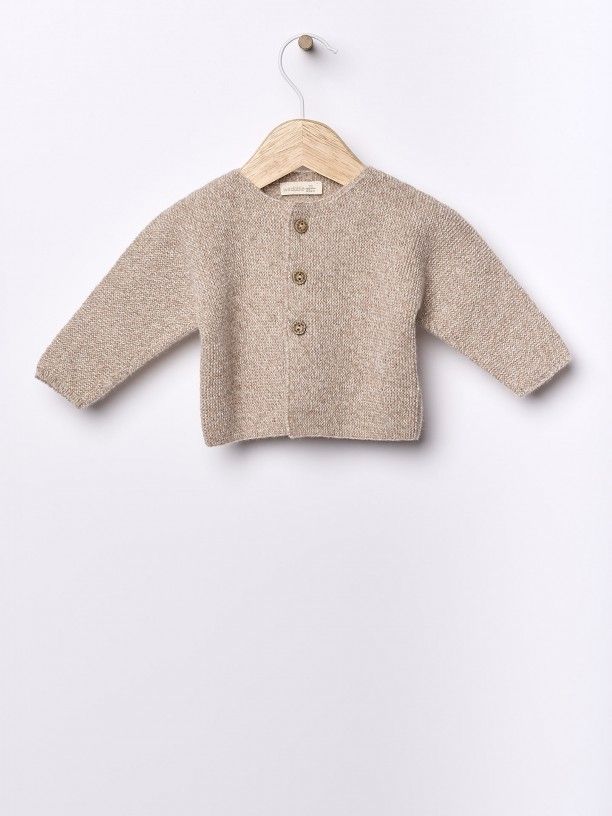 Casaco tricotado em lã merino