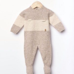 Babygrow com ursinho tricotado em lã merino