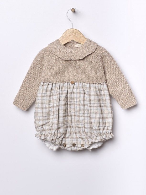 Fofo de manga comprida com padrão xadrez tartan