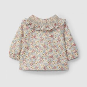 Blusa floral com smocks