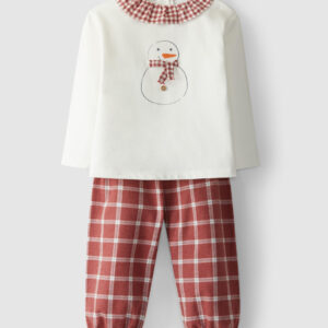 Pijama de Natal xadrez gola de folho