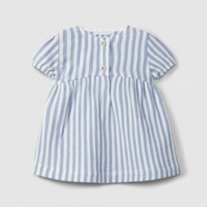 Vestido em gaze de riscas