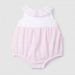 Fofo seersucker de riscas com gola bordada