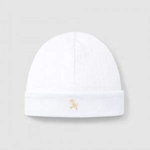 Gorro algodão orgânico com detalhe de bordado