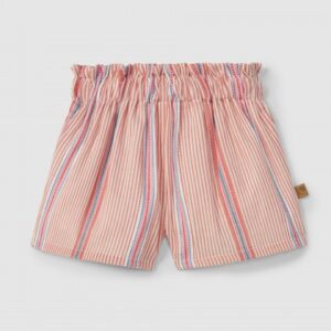 Calções pull-up em tecido de riscas com jacquard