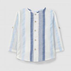 Camisa gola mao tecido texturado de riscas