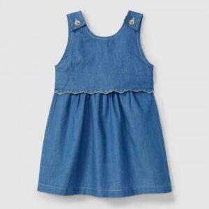 Vestido em ganga fina com detalhes bordados