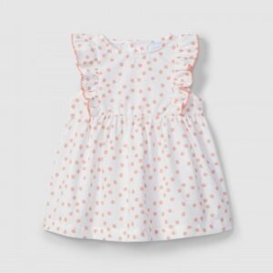 Vestido estampado com detalhes em cor contraste