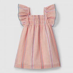 Vestido em tecido de riscas jacquard