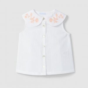 Blusa algodão texturado e bordado