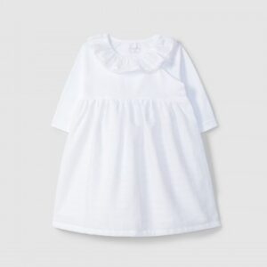 Cueiro em tecido jacquard de riscas e detalhes em renda